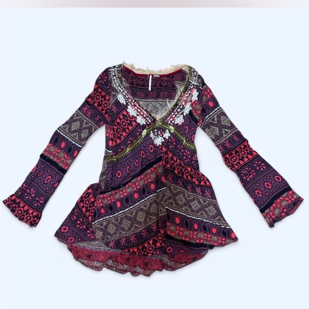 Free People Multicolor Long Sleeve Dress